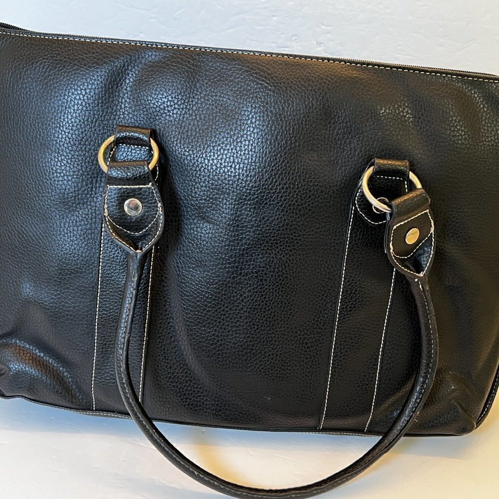 BHPC Black Leather‎ Luxury Laptop Bag Travel Briefcase Padded (READ) - Picture 7 of 13
